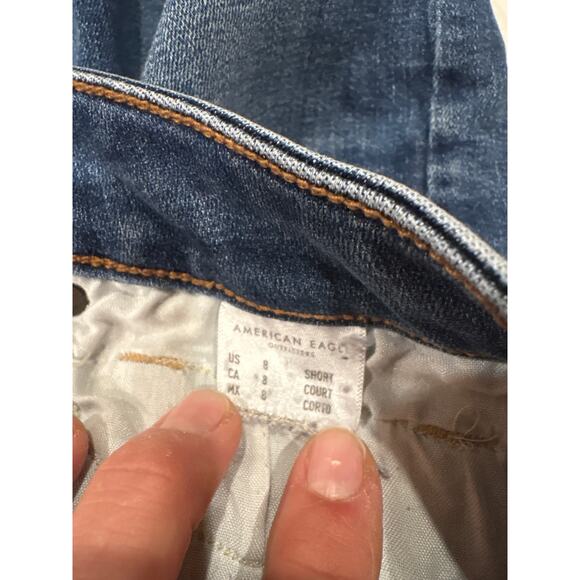 American Eagle Jeans Women 8 Short Blue High Rise Skinny Kick Stretch Distressed - Picture 5 of 10